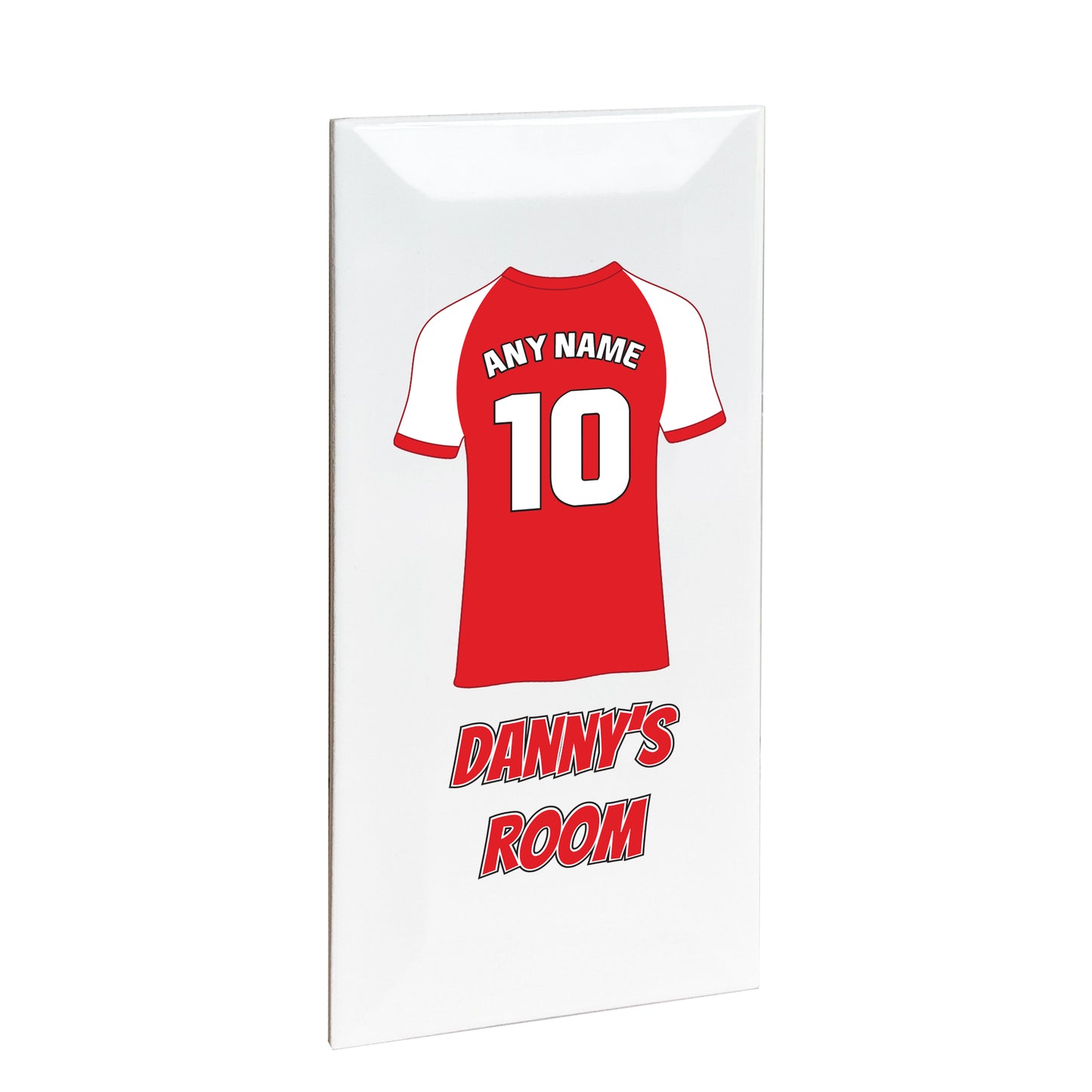 Personalised Premium Ceramic Children's Football Door Plaque - Premier Championship Football Team Shirt Style