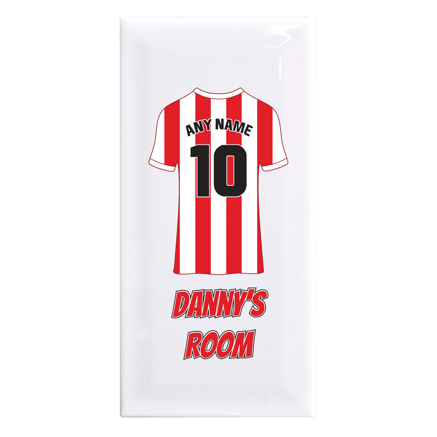 Personalised Premium Ceramic Children's Football Door Plaque - Premier Championship Football Team Shirt Style