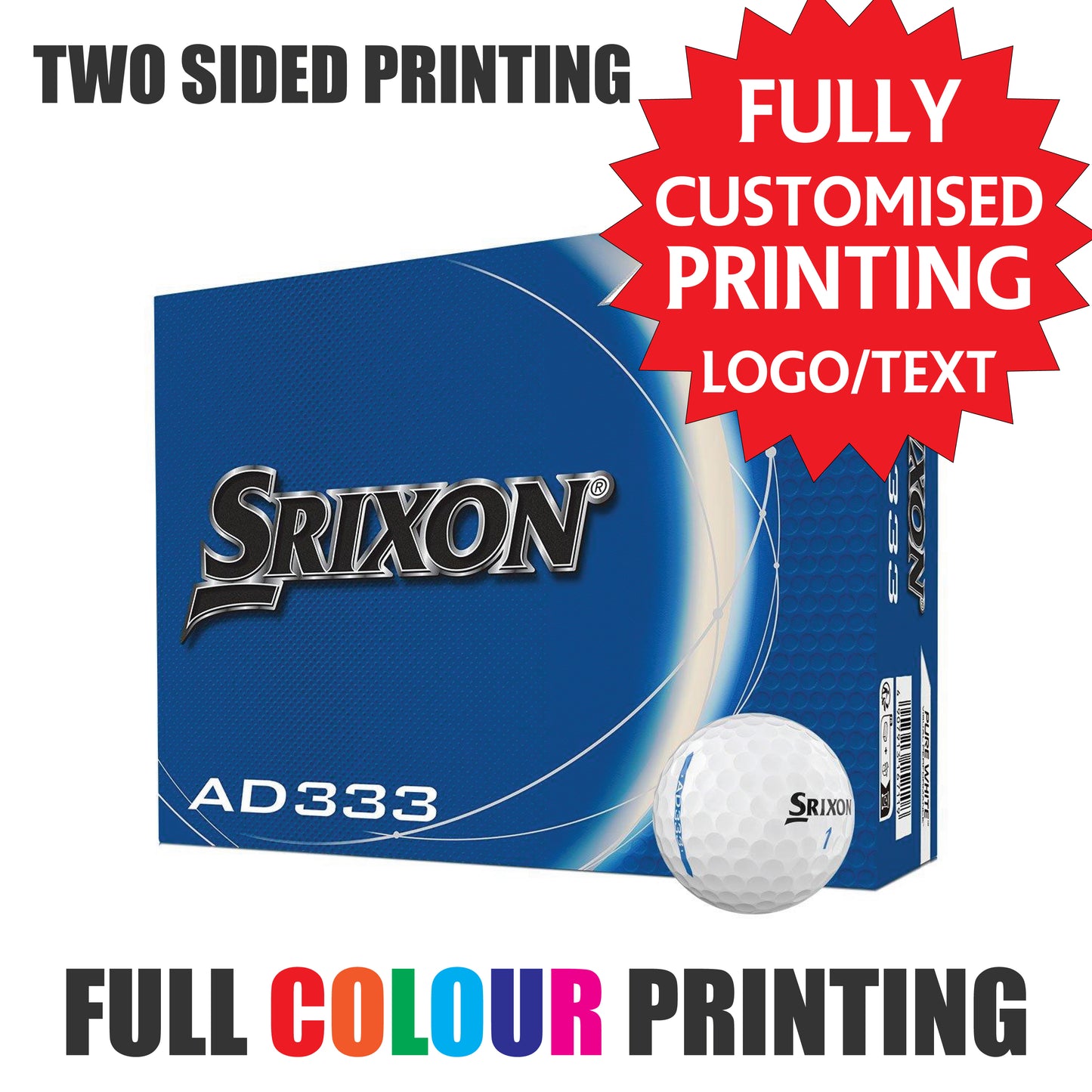Personalised Golf Balls CUSTOM IMAGE/LOGO Titleist Pro V1 Callaway Srixon Taylor