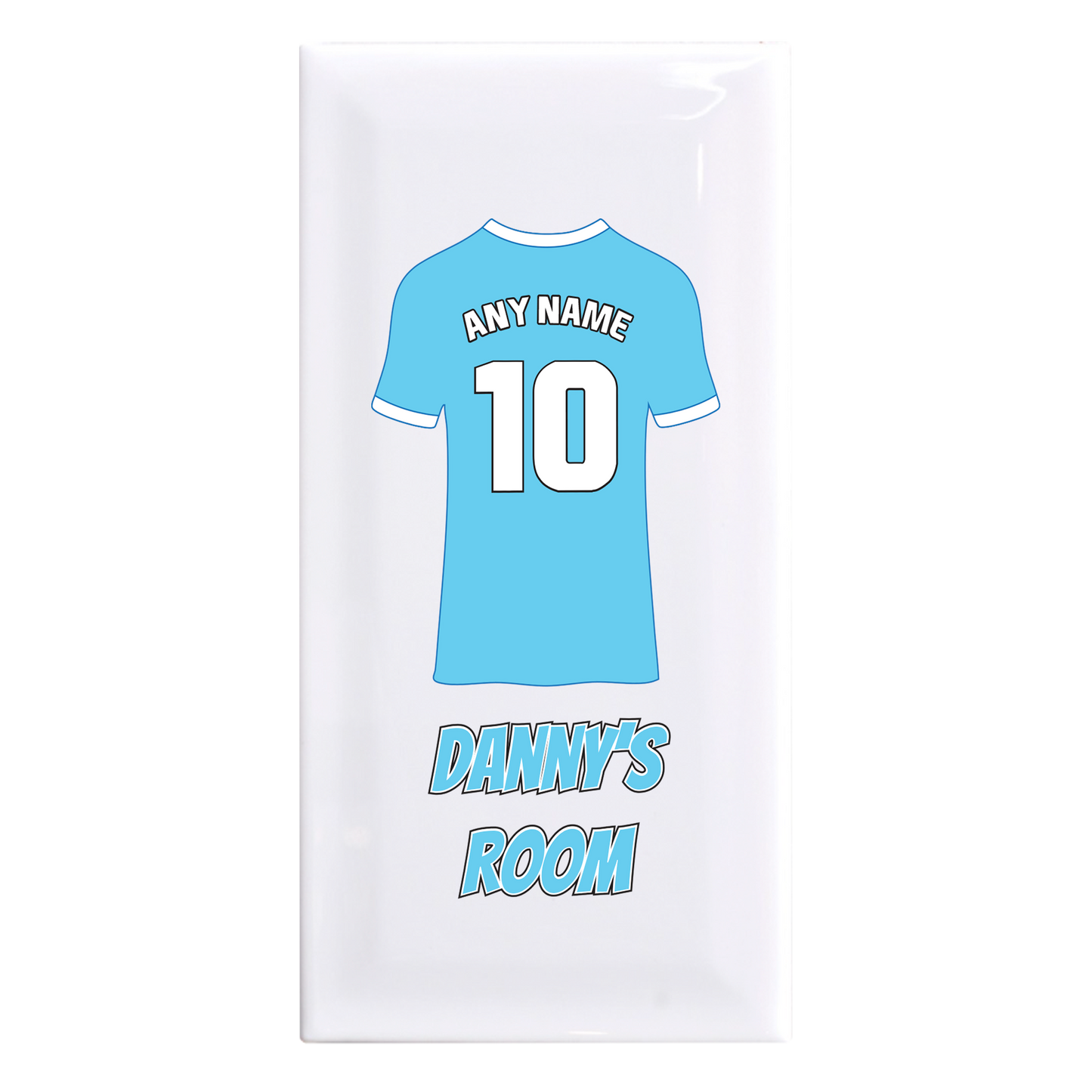 Personalised Premium Ceramic Children's Football Door Plaque - Premier Championship Football Team Shirt Style