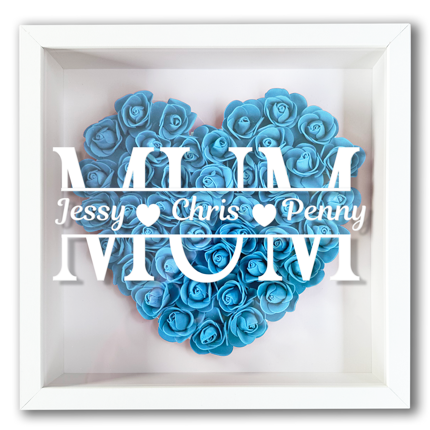 Personalised Framed Flower Floral Heart Mother's Day Custom Birthday Keepsake Unique Gift for Mum Mother Shadow Box Frame