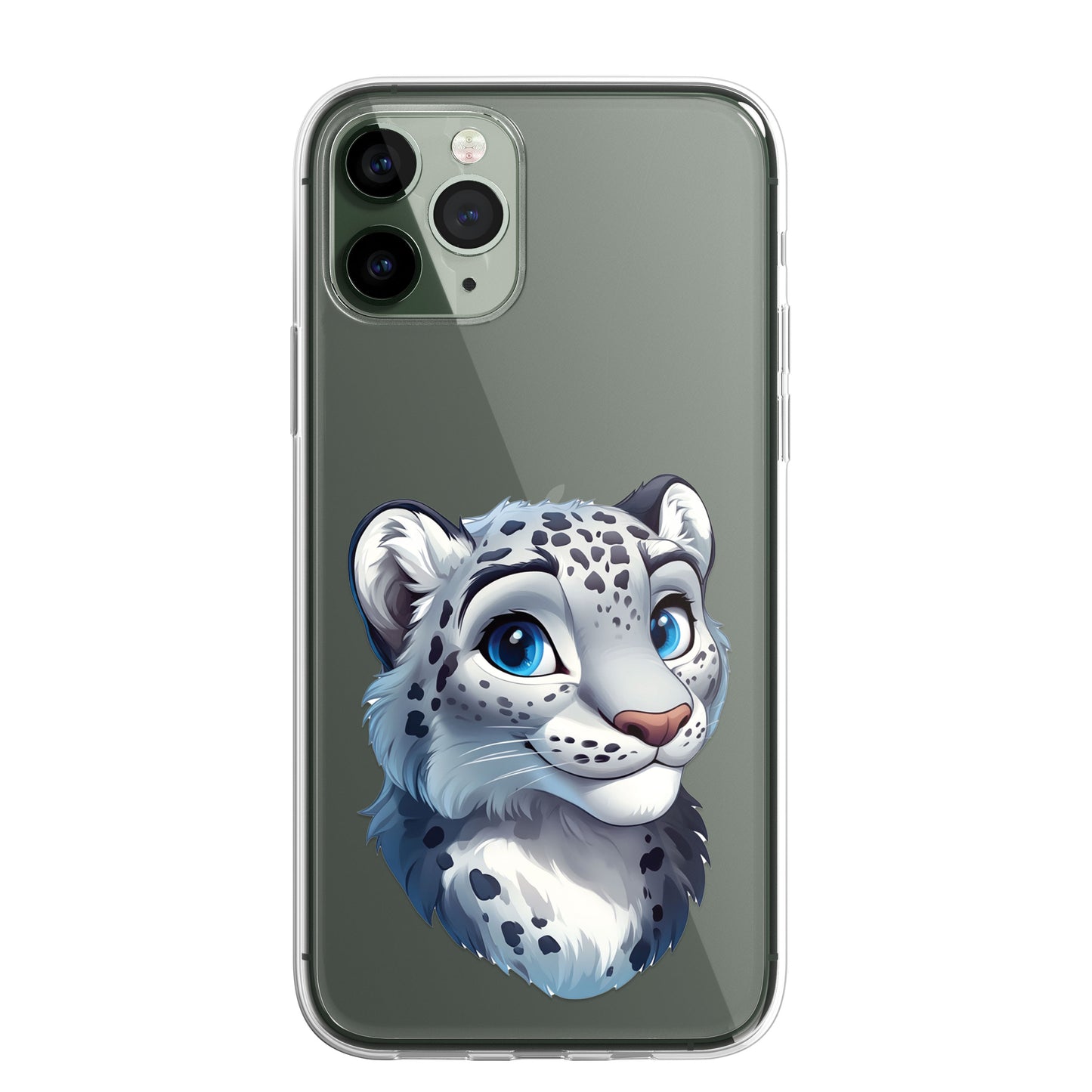 Snow Leopard Custom Cartoon Phone Case Personalised CLEAR Cute Family Splatter Phone Cover Case for iPhone 16 15 14 13 12 11