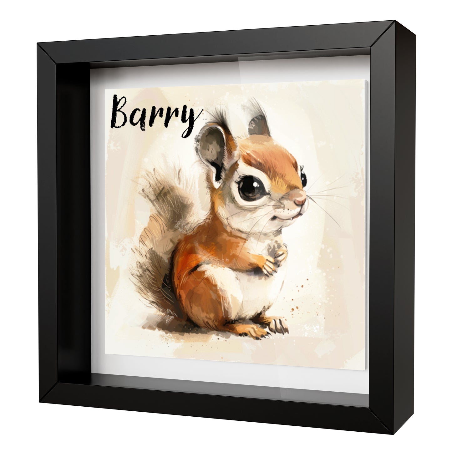Personalised Baby Squirrel Artwork - Framed CERAMIC TILE Print