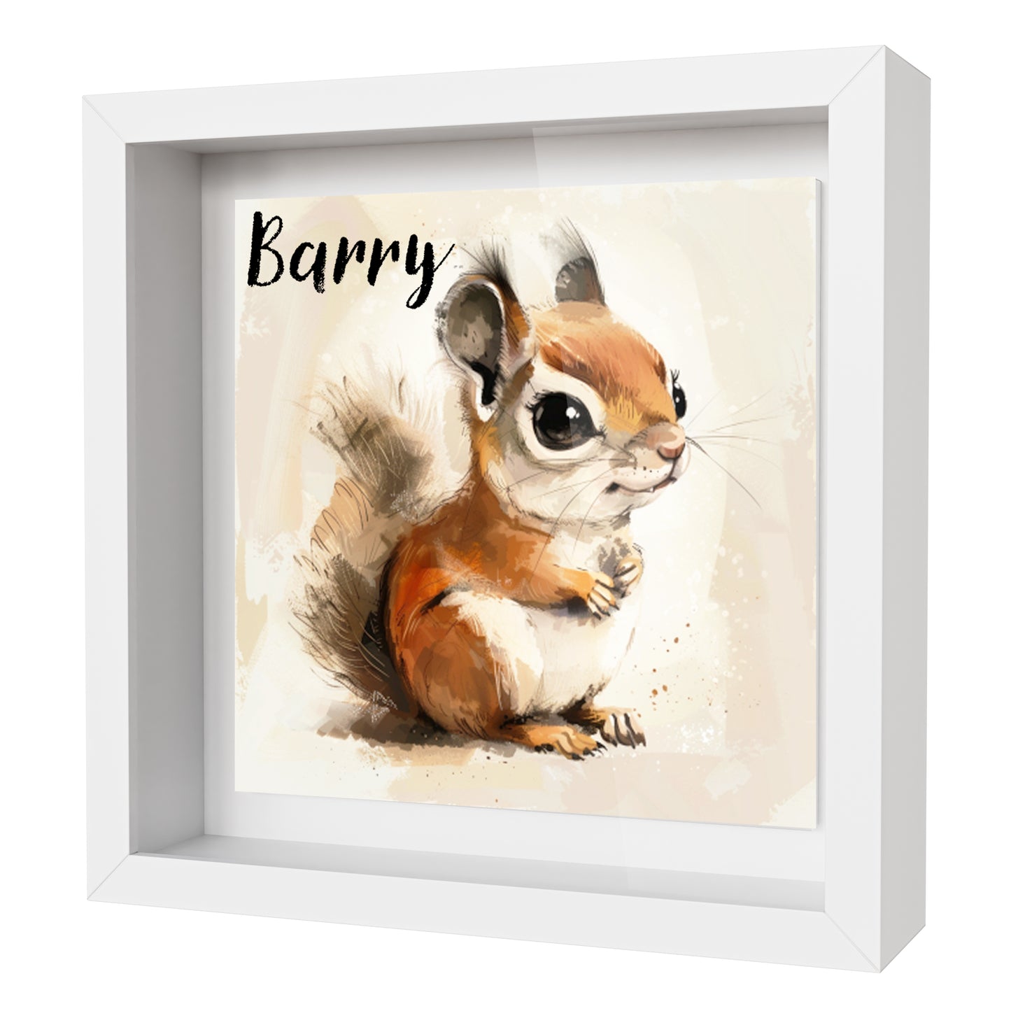 Personalised Baby Squirrel Artwork - Framed CERAMIC TILE Print