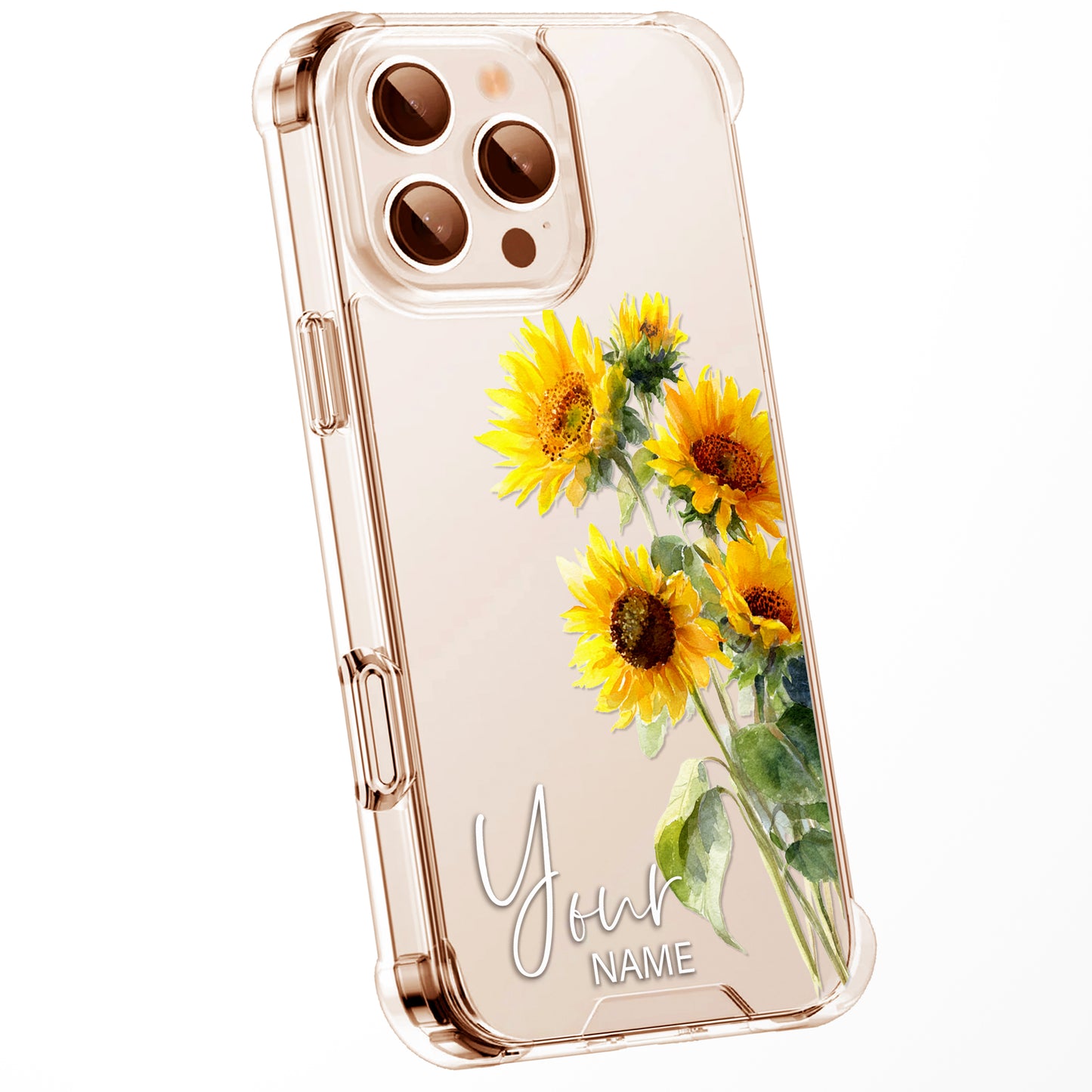 Personalised Floral Phone Case Custom Watercolour Pressed Flowers Luxury Cover, CLEAR Cover Roses iPhone 16 15 13 12 11 Plus Pro Samsung