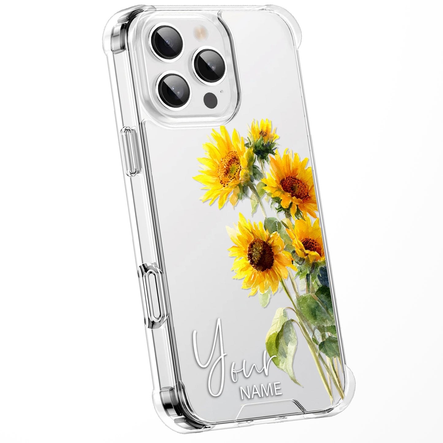 Personalised Floral Phone Case Custom Watercolour Pressed Flowers Luxury Cover, CLEAR Cover Roses iPhone 16 15 13 12 11 Plus Pro Samsung