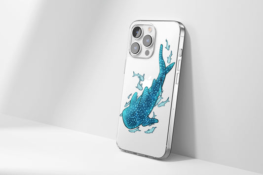 Daisy Mitchell @dibbuns Exclusive Whale Shark Design Contemporary Artwork Phone Case CLEAR Silicone Phone Cover Case for iPhone 16 15 14 13 12 11