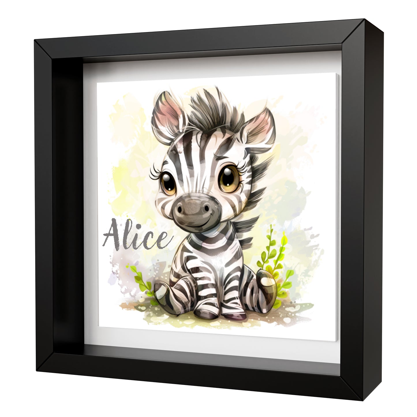 Personalised Baby Zebra Artwork - Framed CERAMIC TILE Print