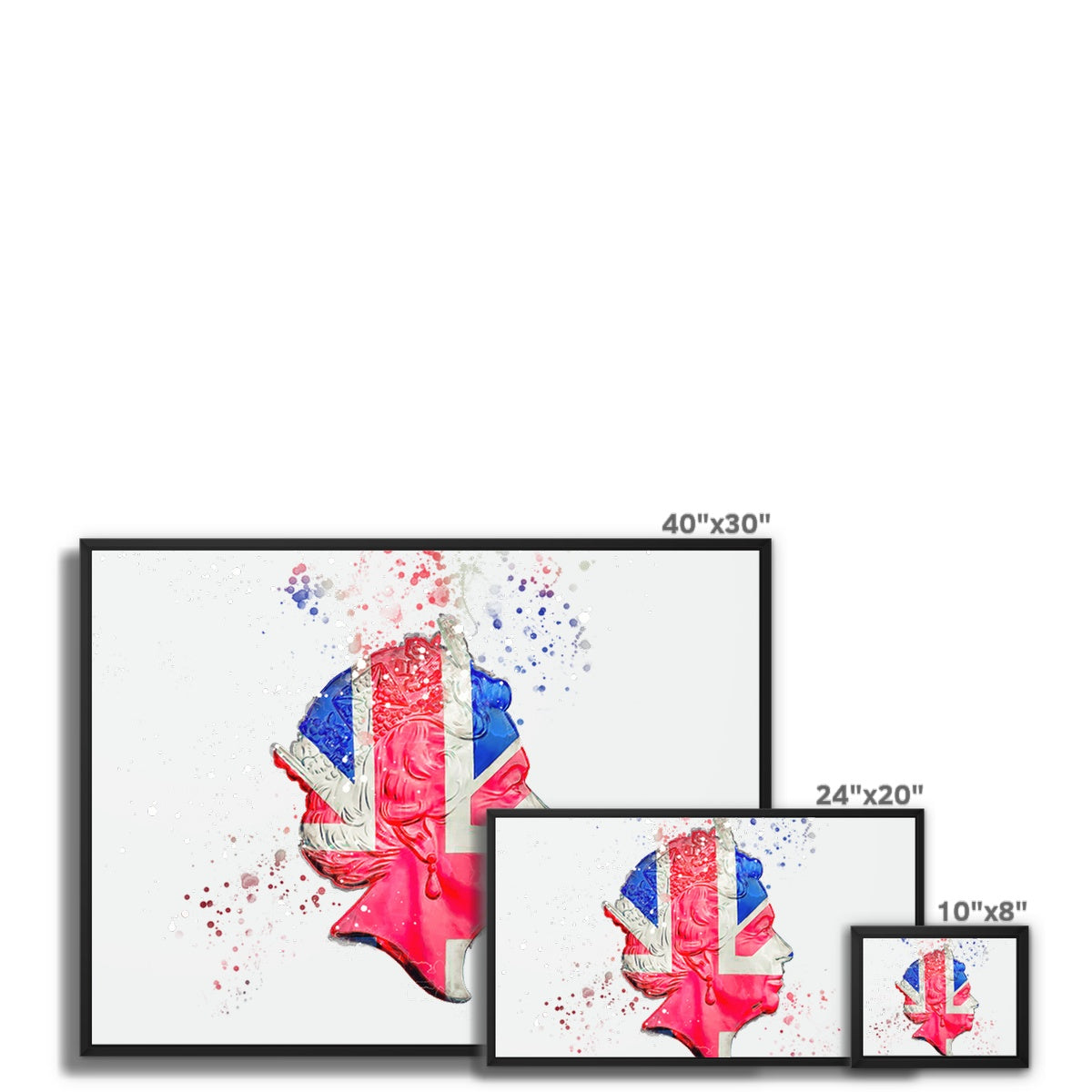 Queen Elizabeth II Commemorative Splatter Artwork Framed Canvas