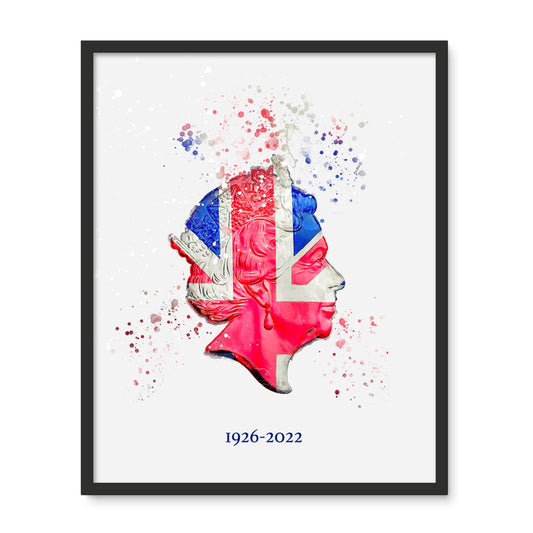 Queen Elizabeth II Commemorative Splatter Artwork Framed Photo Tile