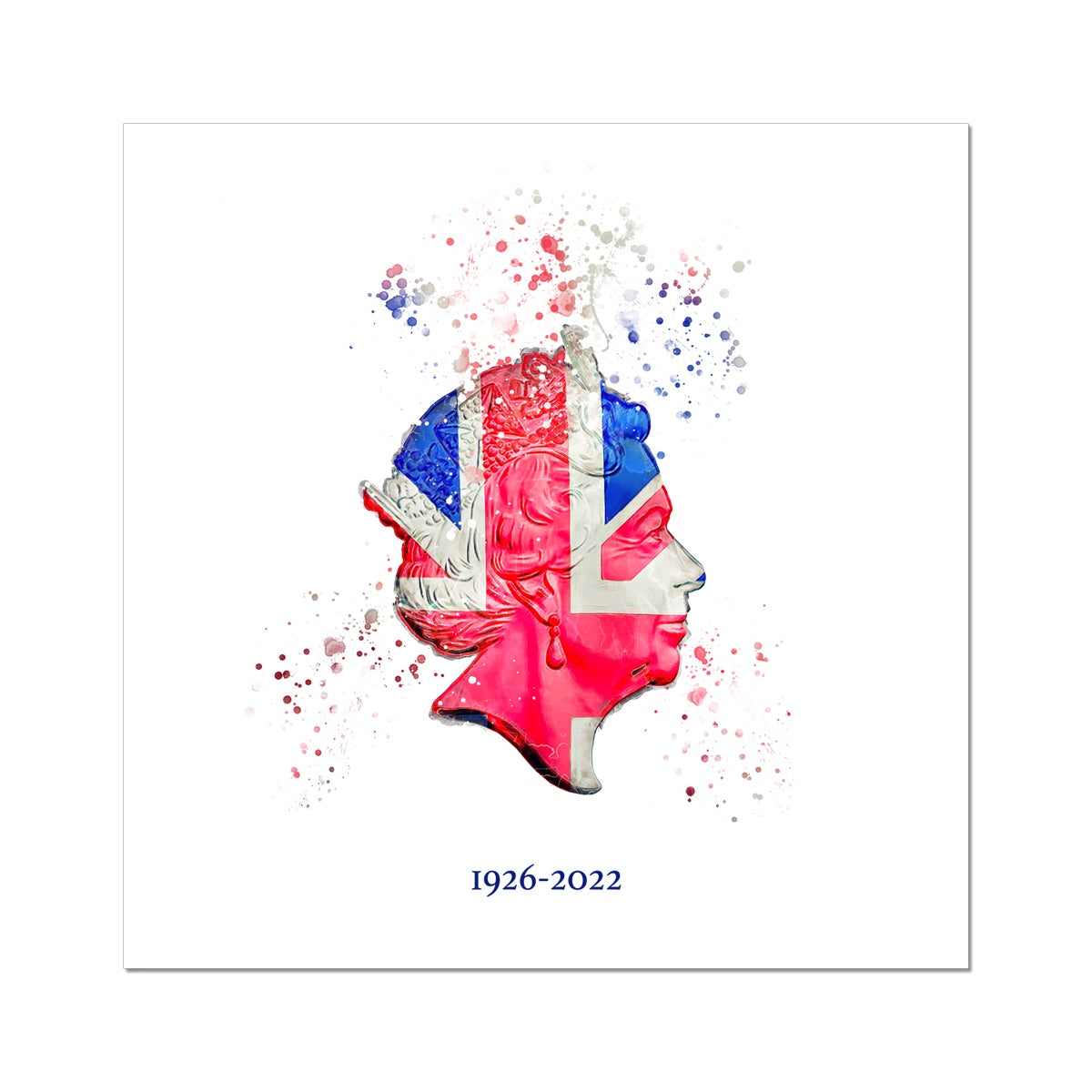 Queen Elizabeth II Commemorative Splatter Artwork Fine Art Print (Unframed)