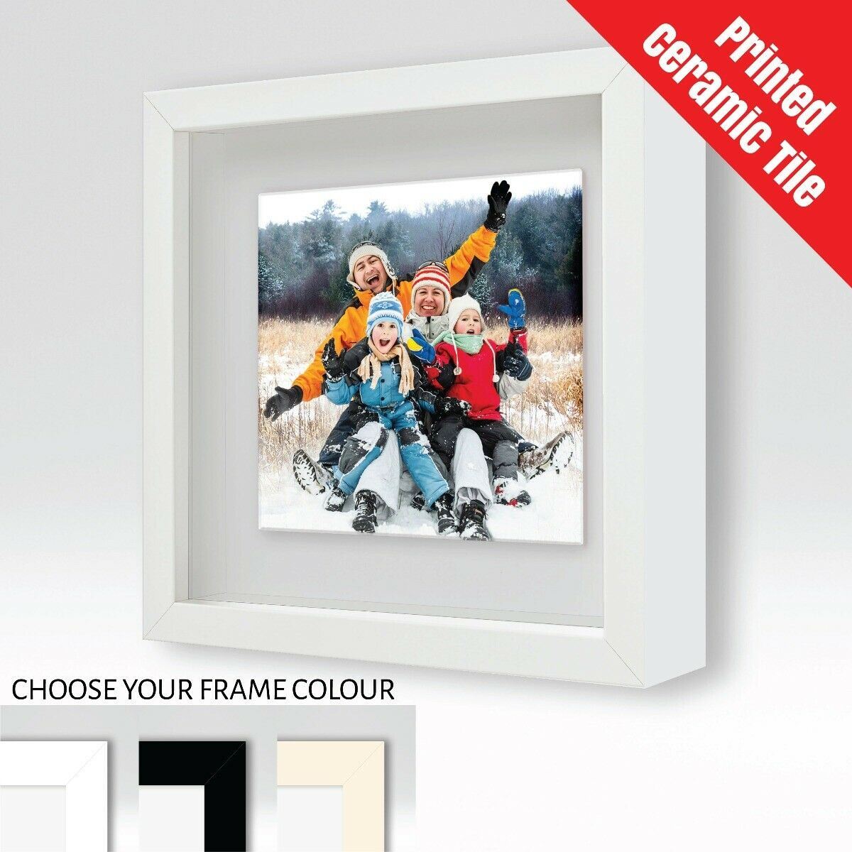 Personalised Custom Photo Print on Ceramic Tile in Optional Box Frame Gift