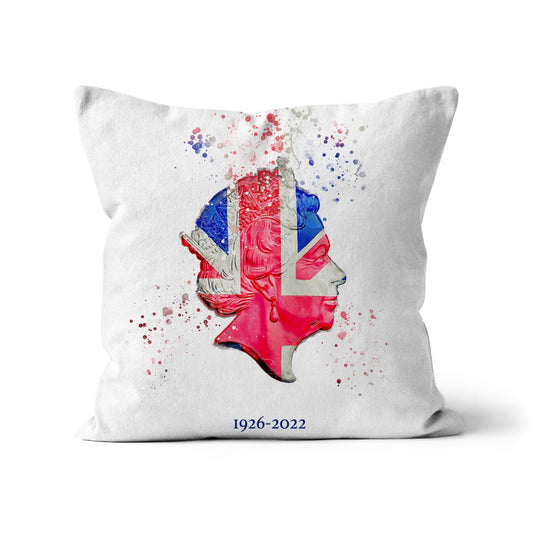 Queen Elizabeth II Commemorative Splatter Artwork Cushion