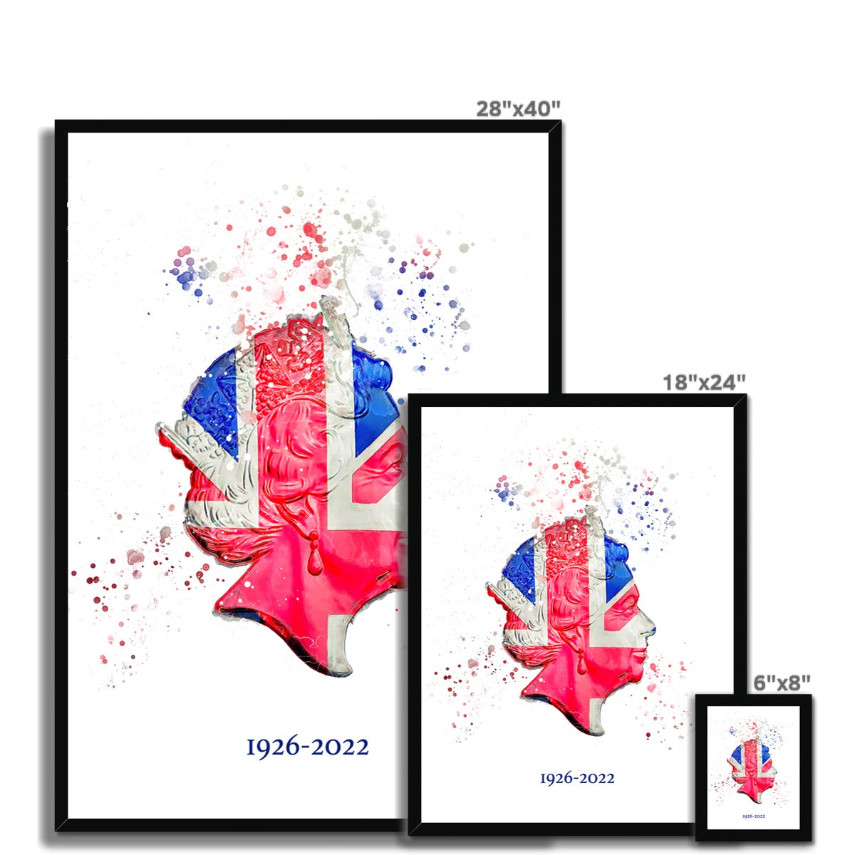 Queen Elizabeth II Commemorative Splatter Artwork Framed Print