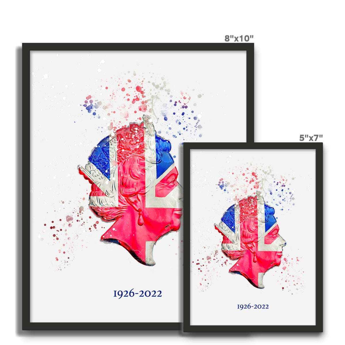 Queen Elizabeth II Commemorative Splatter Artwork Framed Photo Tile