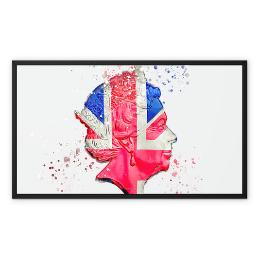 Queen Elizabeth II Commemorative Splatter Artwork Framed Canvas