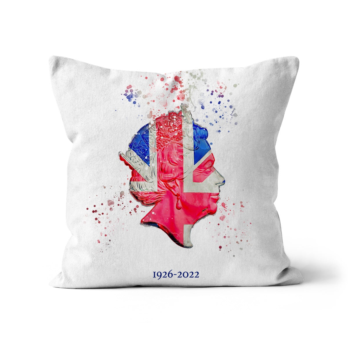 Queen Elizabeth II Commemorative Splatter Artwork Cushion