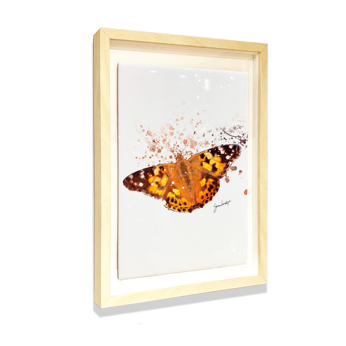 Butterfly Portrait Brush Splatter Style Artwork - Framed CERAMIC TILE Art