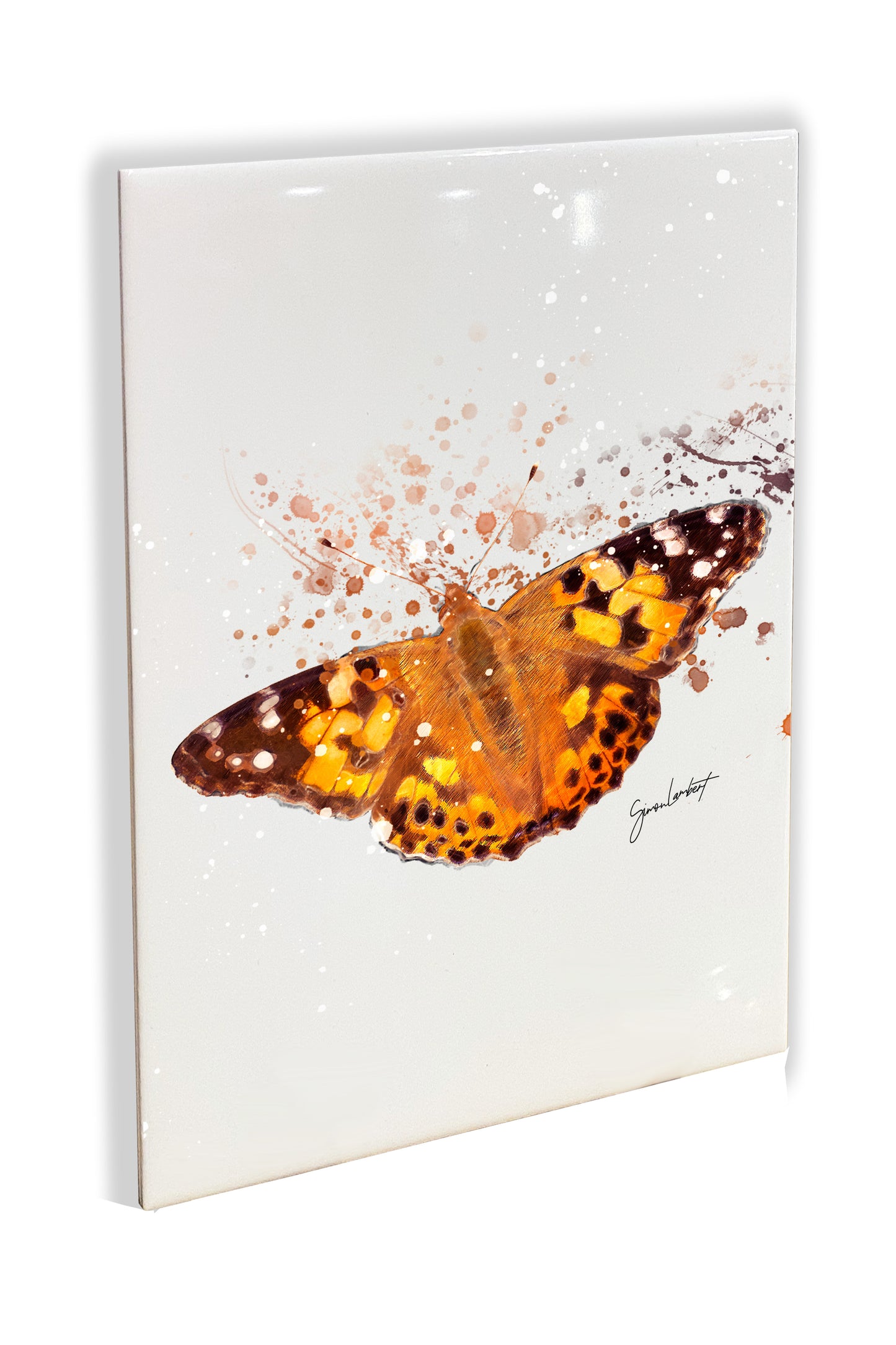 Butterfly Portrait Brush Splatter Style Artwork - Framed CERAMIC TILE Art