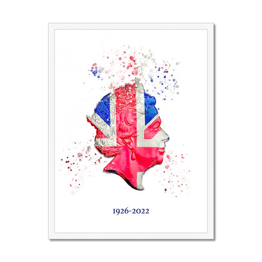 Queen Elizabeth II Commemorative Splatter Artwork Framed Print