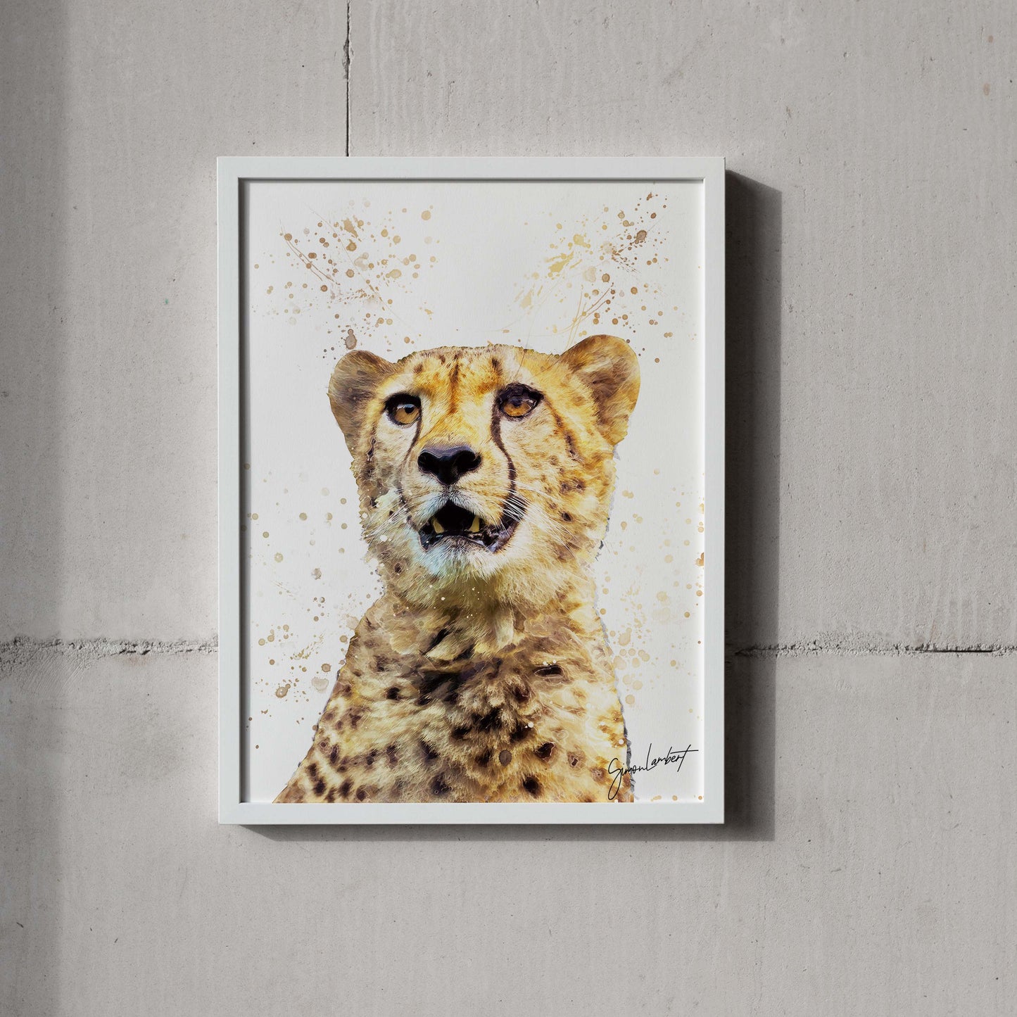 Cheetah Portrait Splatter Style Artwork Fine Art Print (Unframed)