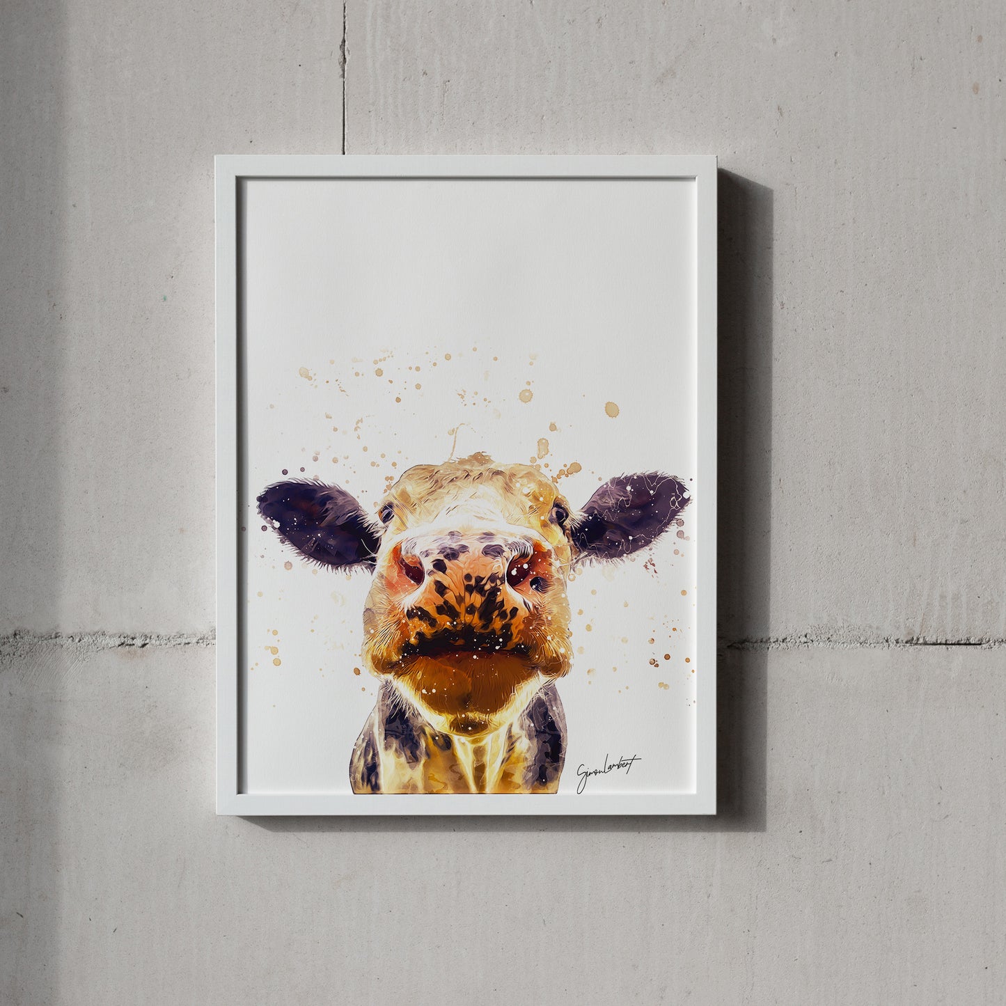 Cow Portrait Splatter Style Artwork Fine Art Print (Unframed)