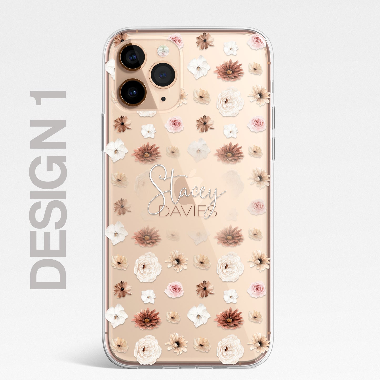 Personalised Floral Autumn Custom CLEAR Cover Case Flower for Samsung S21 S22