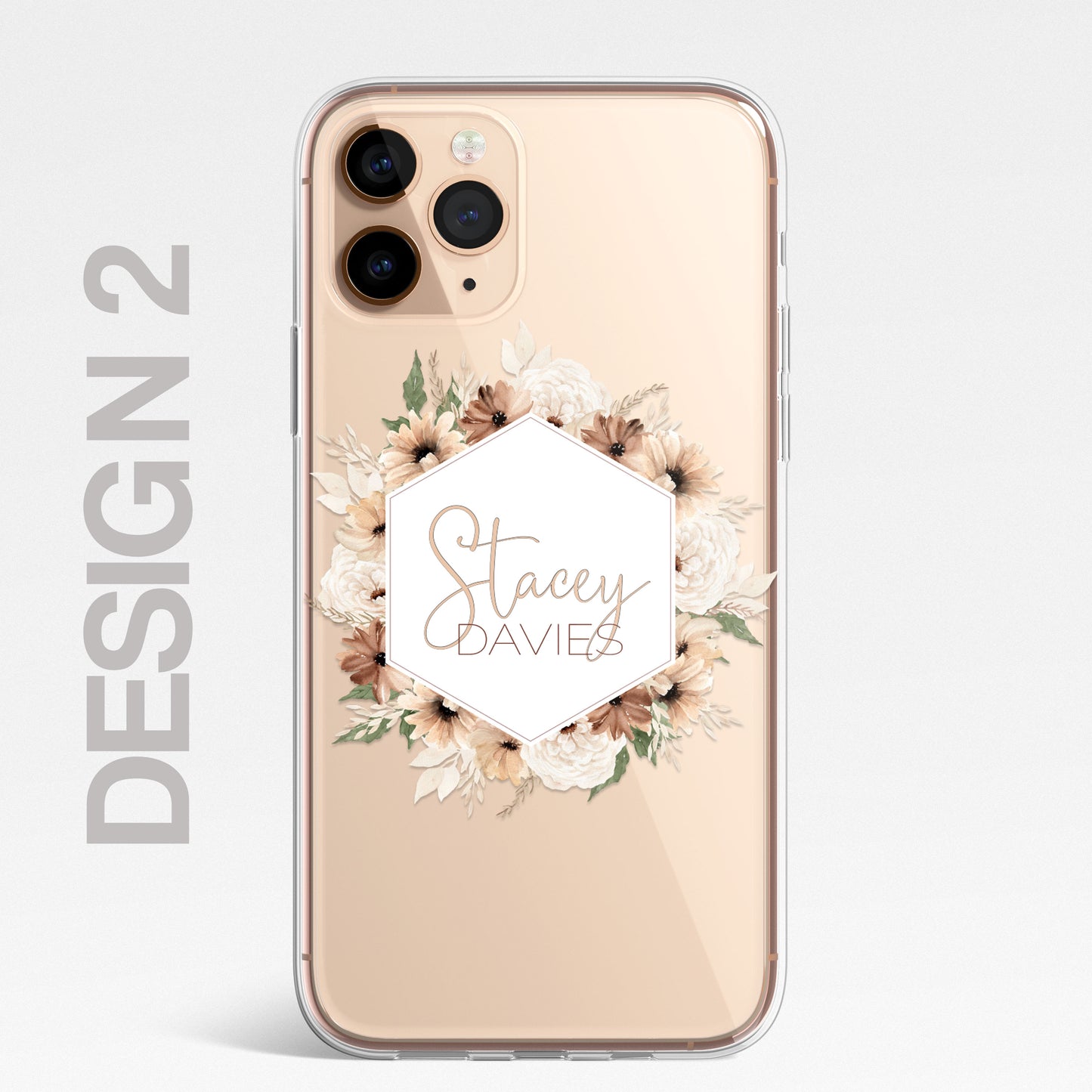 Personalised Floral Autumn Custom CLEAR Cover Case Flower for iPhone 14 13 12