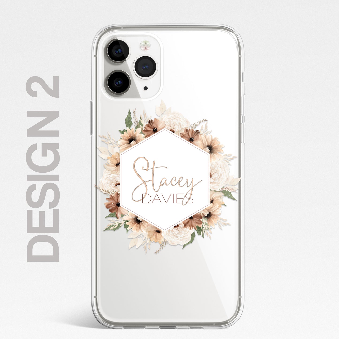Personalised Floral Autumn Custom CLEAR Cover Case Flower for Samsung S21 S22