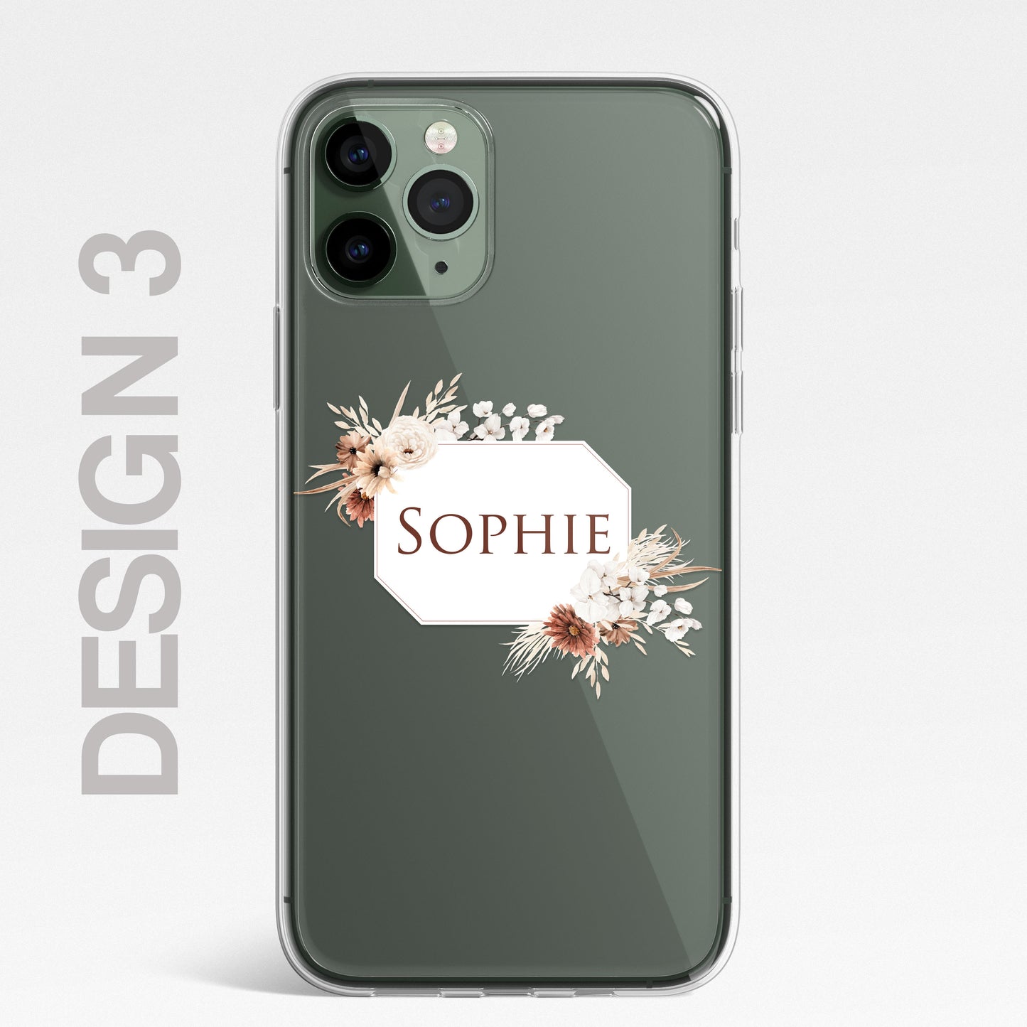 Personalised Floral Autumn Custom CLEAR Cover Case Flower for iPhone 14 13 12