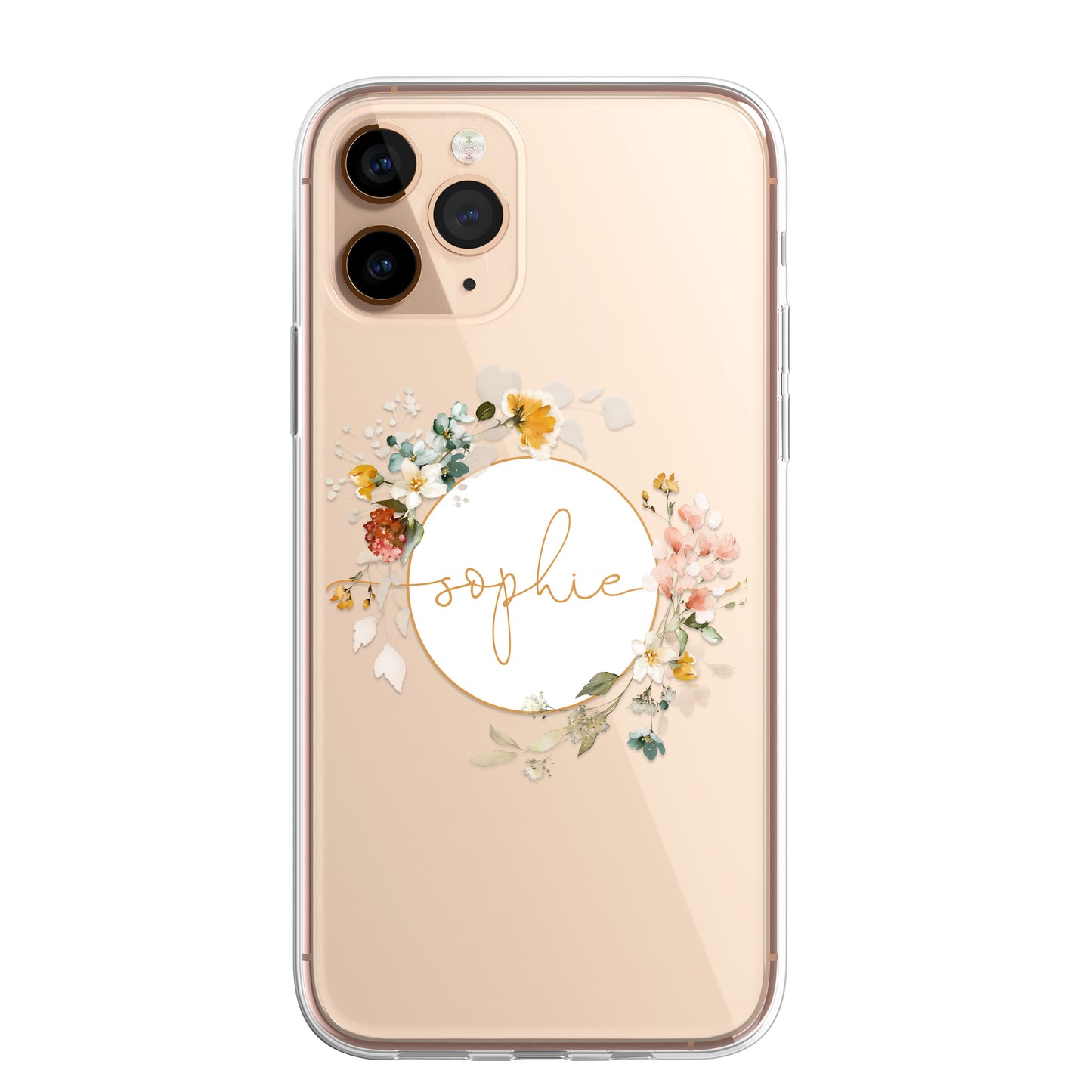 Personalised Floral CLEAR Phone Cover Case Custom For iPhone 13 Pro Max Mini +