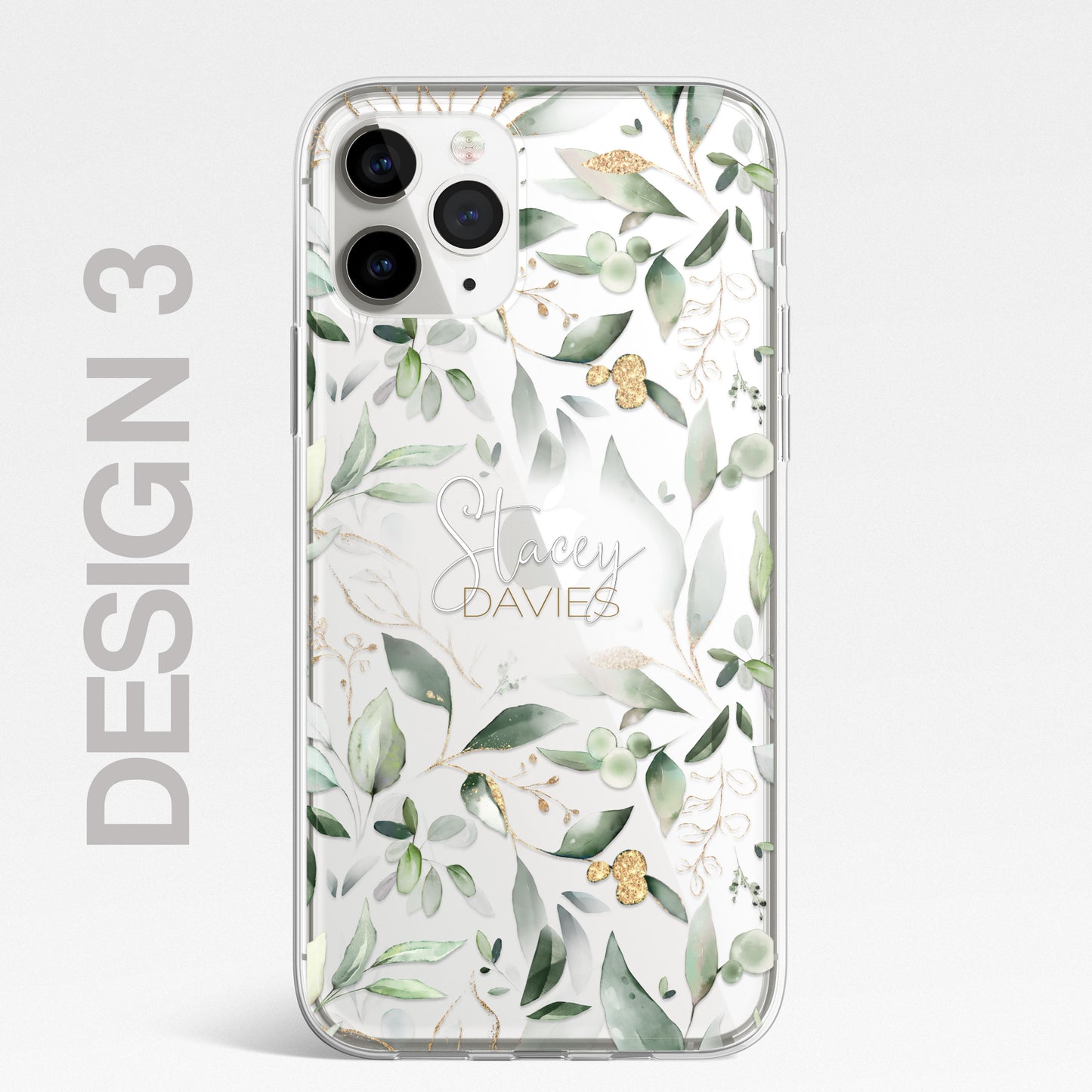 Personalised Floral Botanic Custom CLEAR Cover Case Flower for iPhone 14 12 11