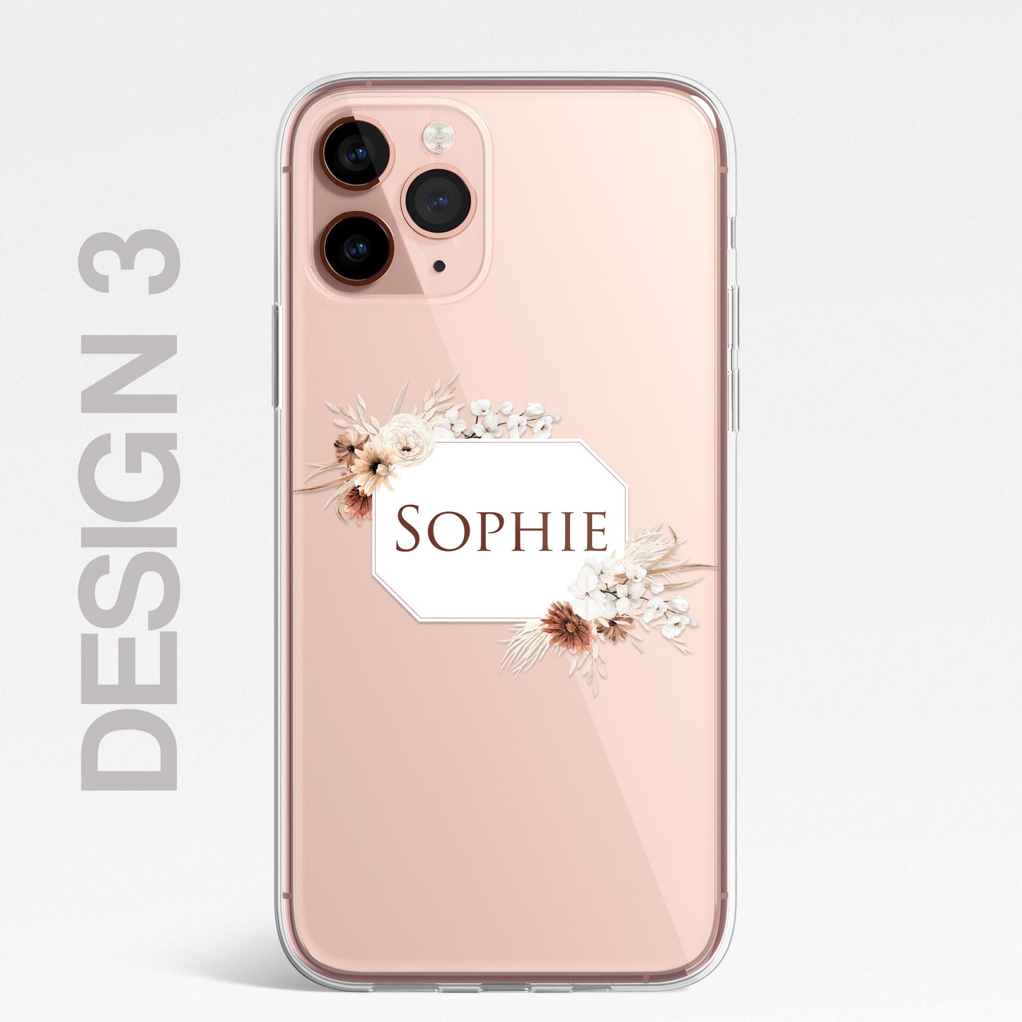 Personalised Floral Autumn Custom CLEAR Cover Case Flower for Samsung S21 S22