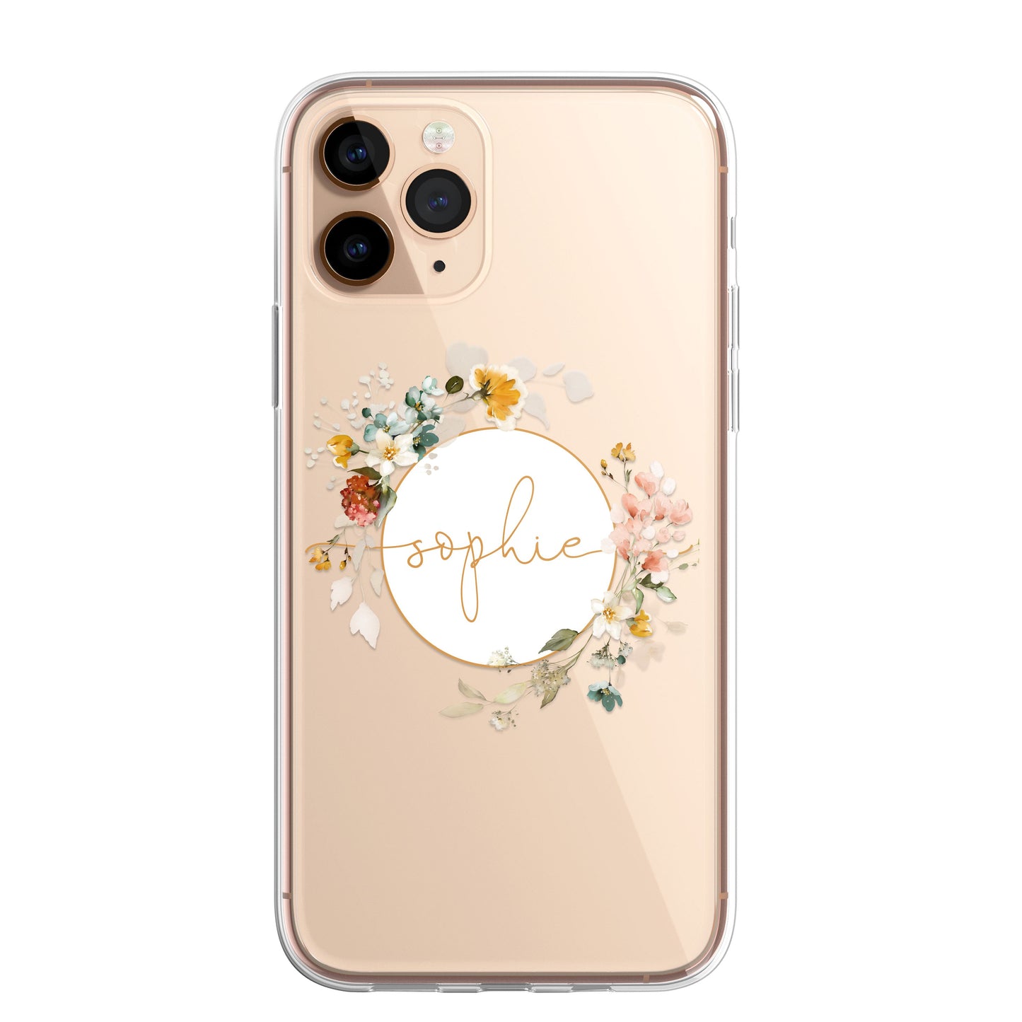 Personalised Floral CLEAR Phone Cover Case Custom For iPhone 14 Pro Max Plus +