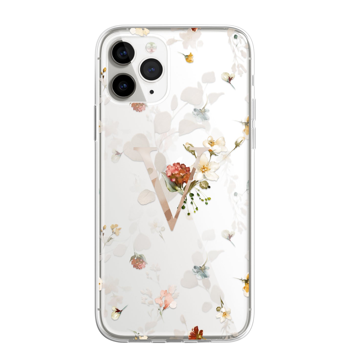 Personalised Floral CLEAR Phone Cover Case Custom For iPhone 12 Pro Max Mini +