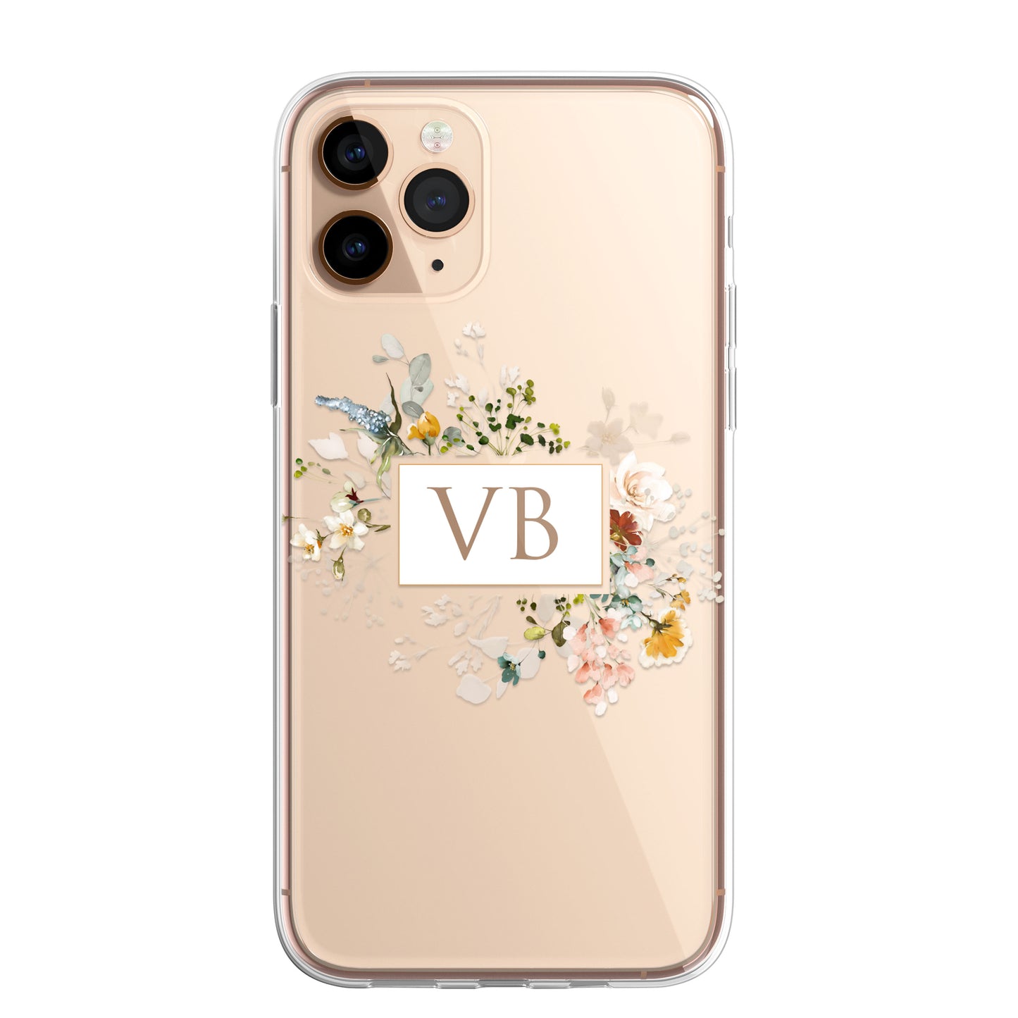 Personalised Floral CLEAR Phone Cover Case Custom For iPhone 13 Pro Max Mini +