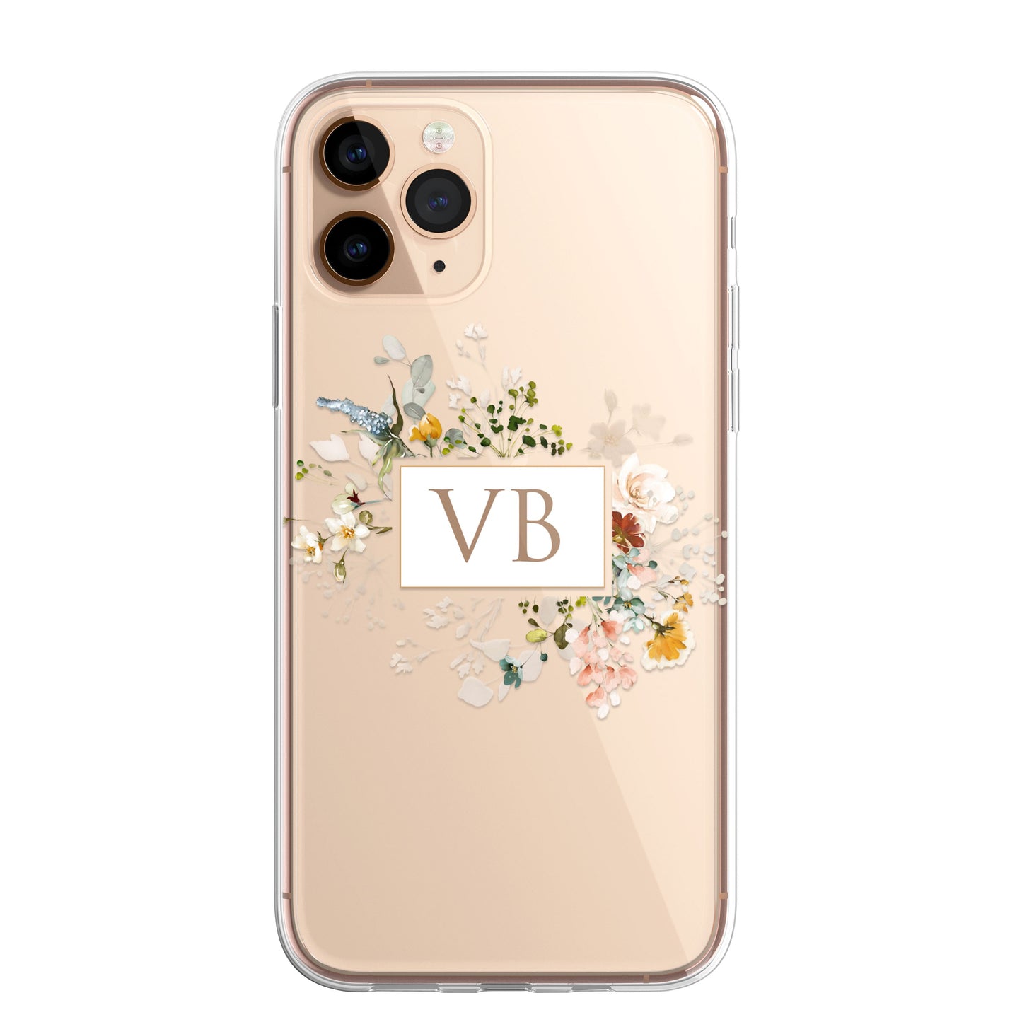 Personalised Floral CLEAR Phone Cover Case Custom For iPhone 14 Pro Max Plus +