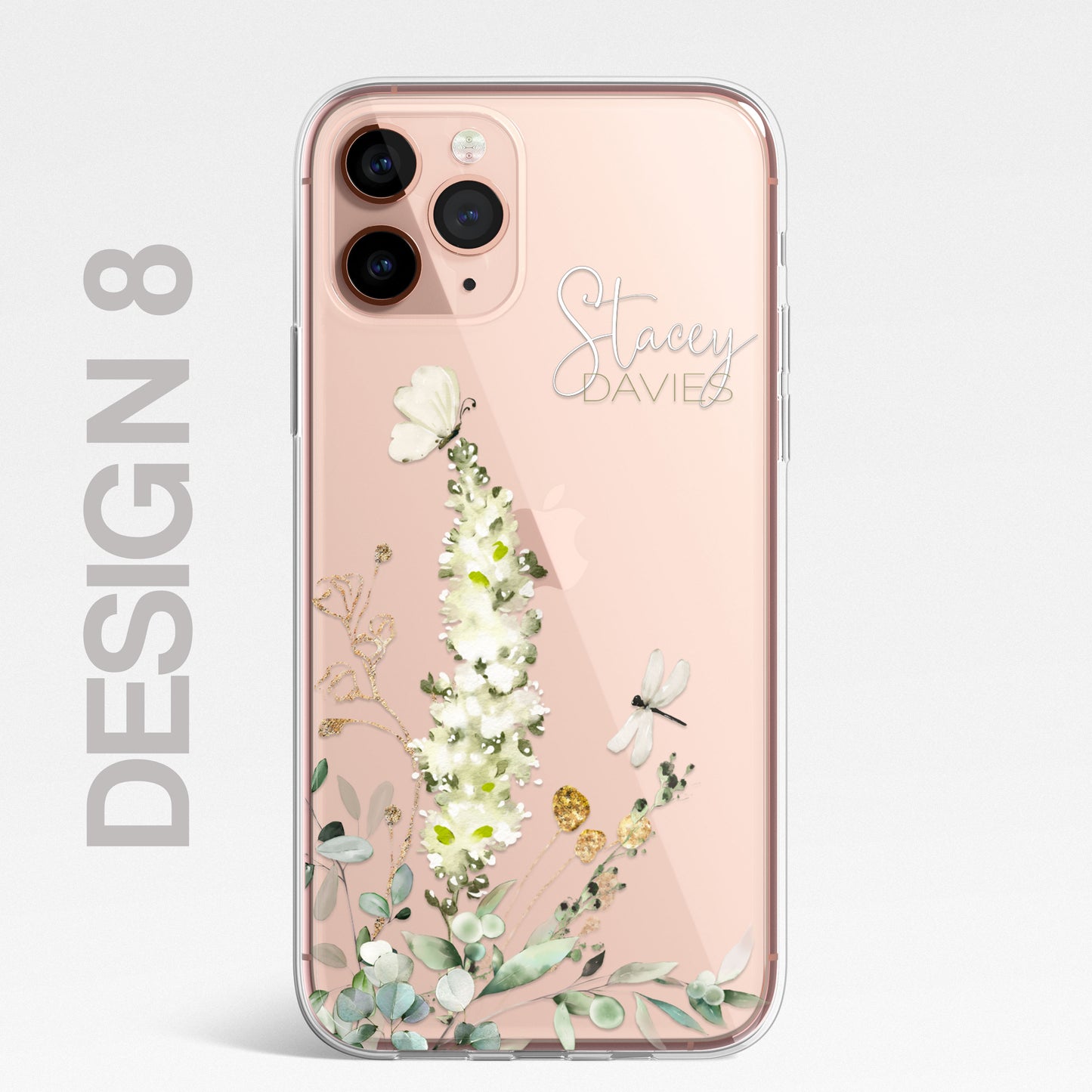 Personalised Floral Botanic Custom CLEAR Cover Case Flower for iPhone 14 12 11