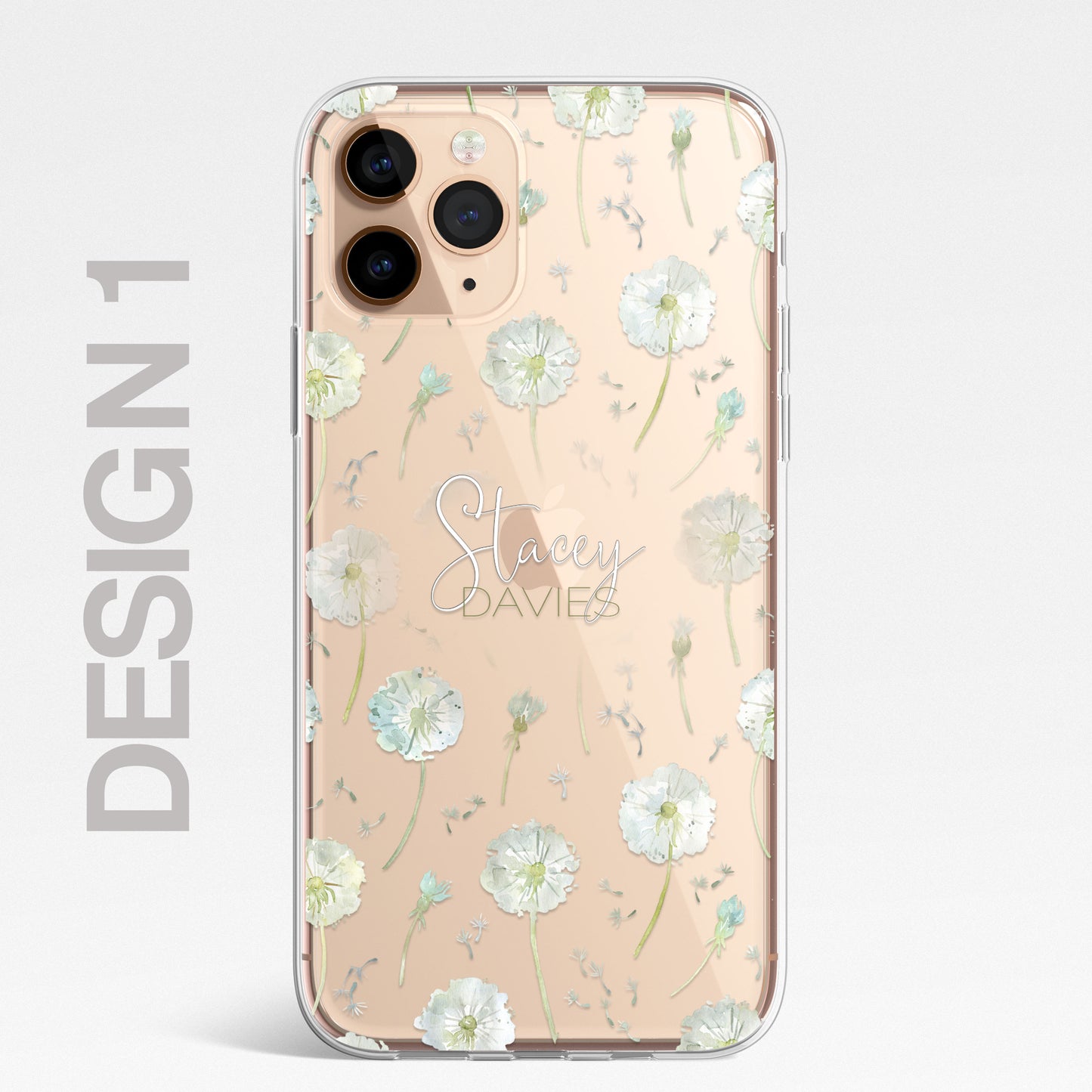Personalised Floral Dandelion Custom CLEAR Cover Case Flower for iPhone 14 13 12