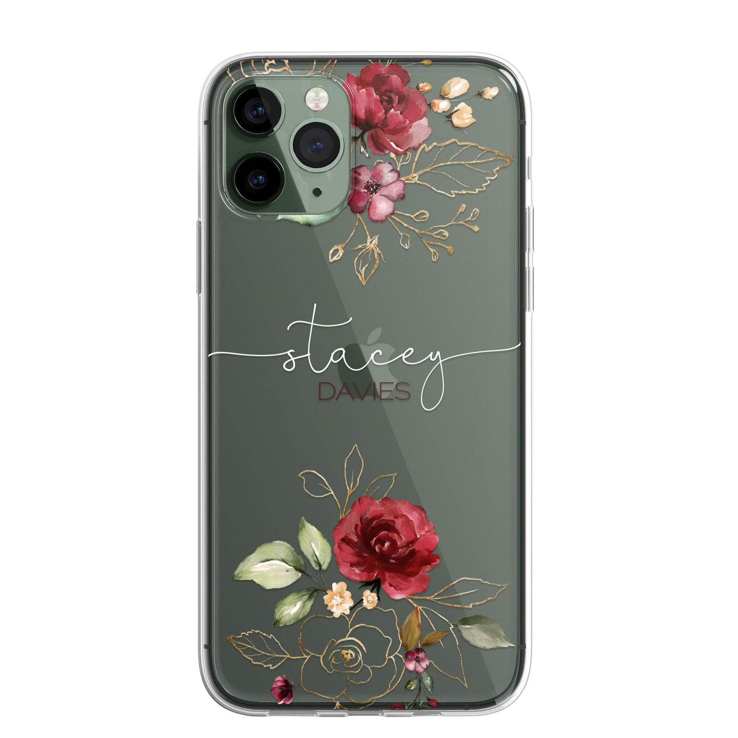 Personalised Floral CLEAR Phone Cover Case Custom For iPhone 14 Pro Max Plus +