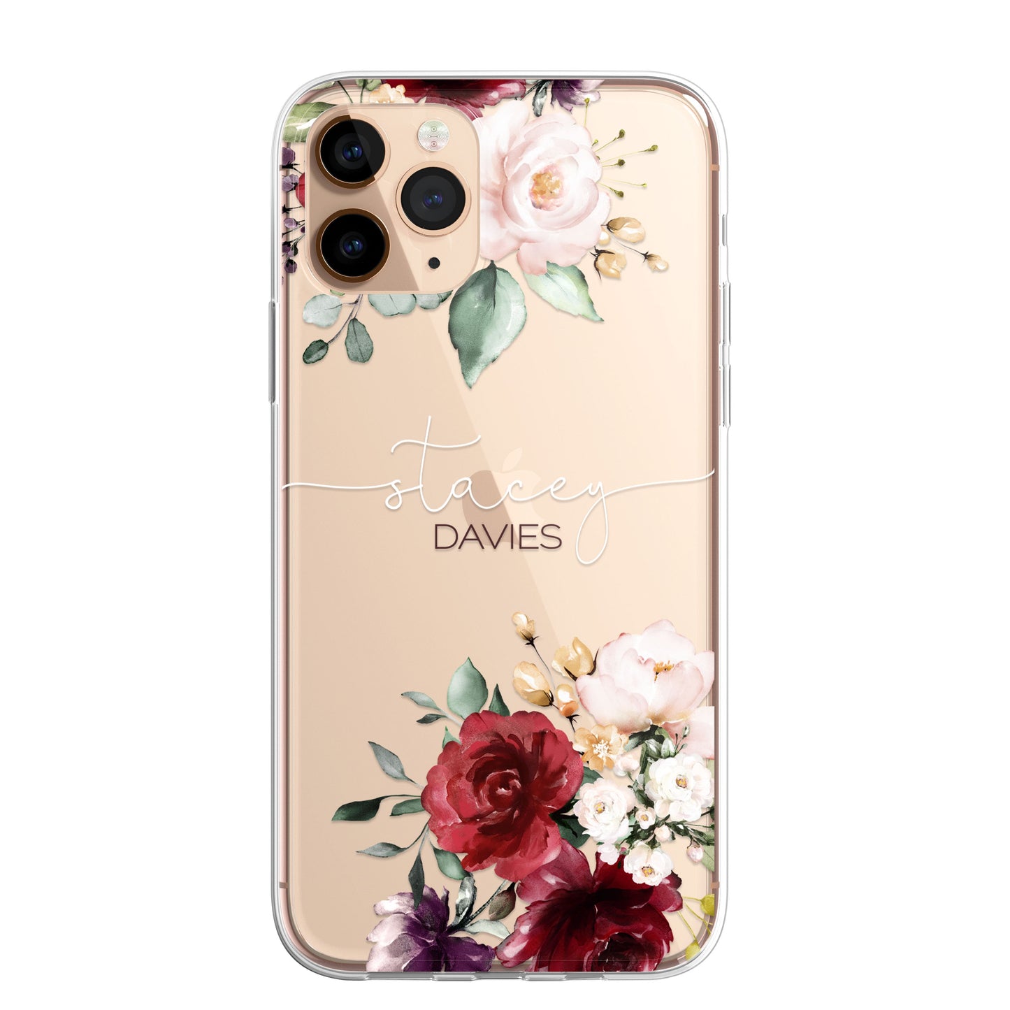 Personalised Floral CLEAR Phone Cover Case Custom For iPhone 14 Pro Max Plus +