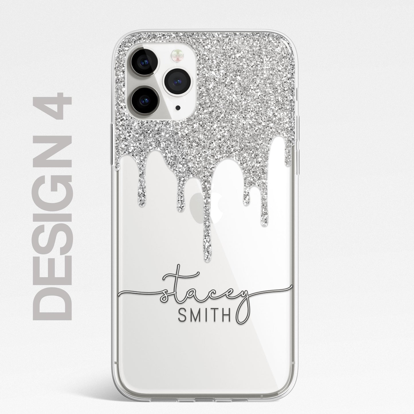 Personalised CLEAR Glitter Paint Candy Phone Cover Case For Samsung Galaxy S20+