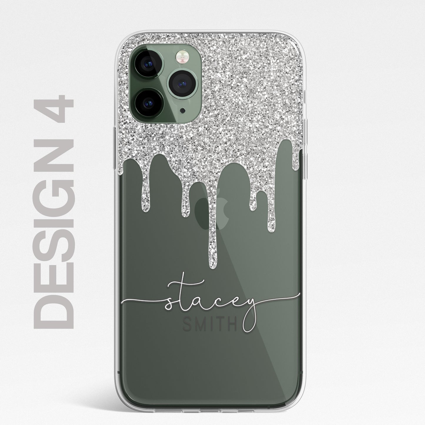 Personalised CLEAR Glitter Paint Candy Phone Cover Case For iPhone 13 12 Pro Max