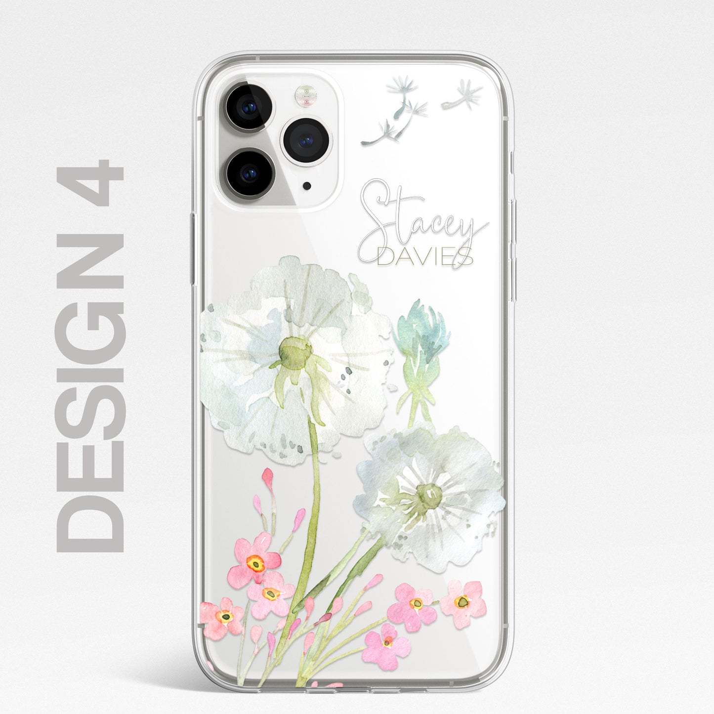 Personalised Floral Dandelions Custom CLEAR Cover Case Flower for Samsung S21 S2