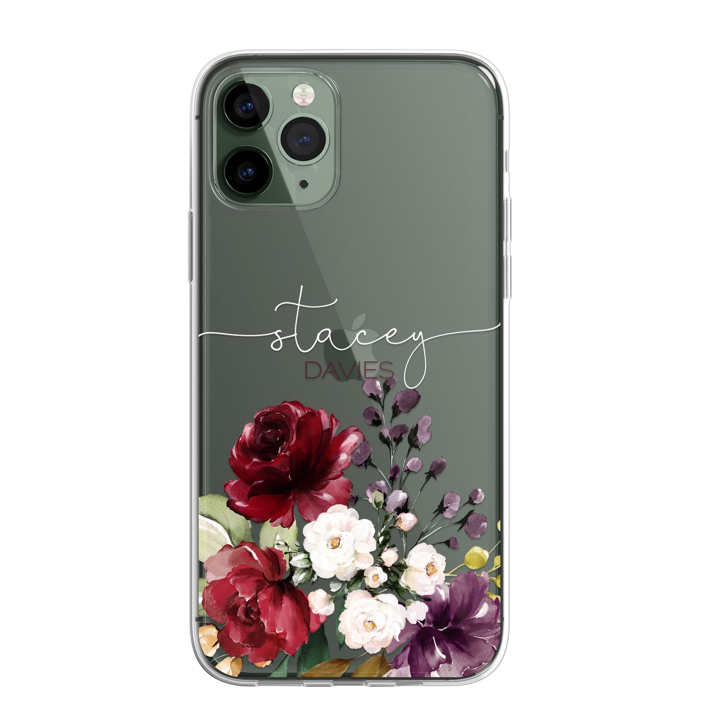 Personalised Floral CLEAR Phone Cover Case Custom For iPhone 13 Pro Max Mini +