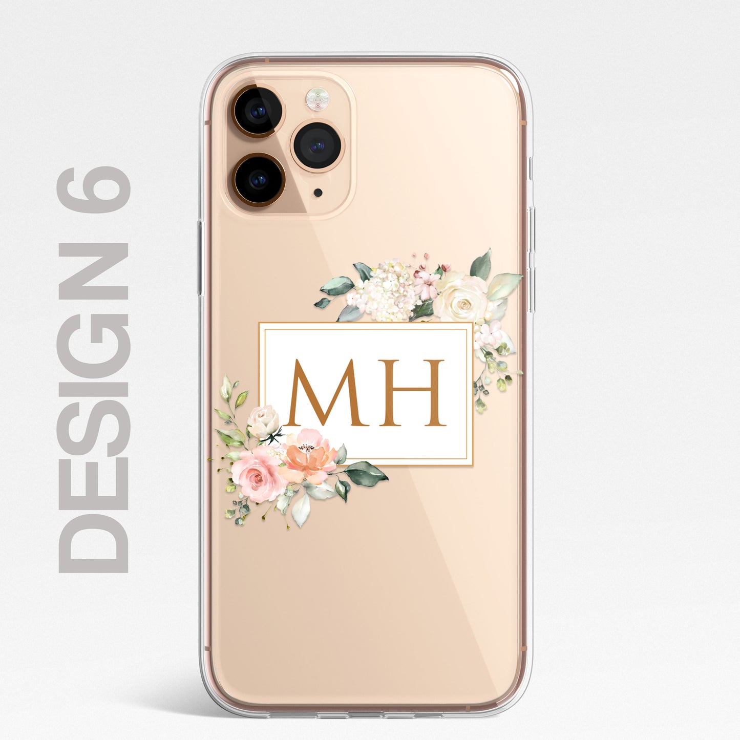 Personalised Floral CLEAR Phone Cover Case Custom For iPhone 12 Pro Max Mini +