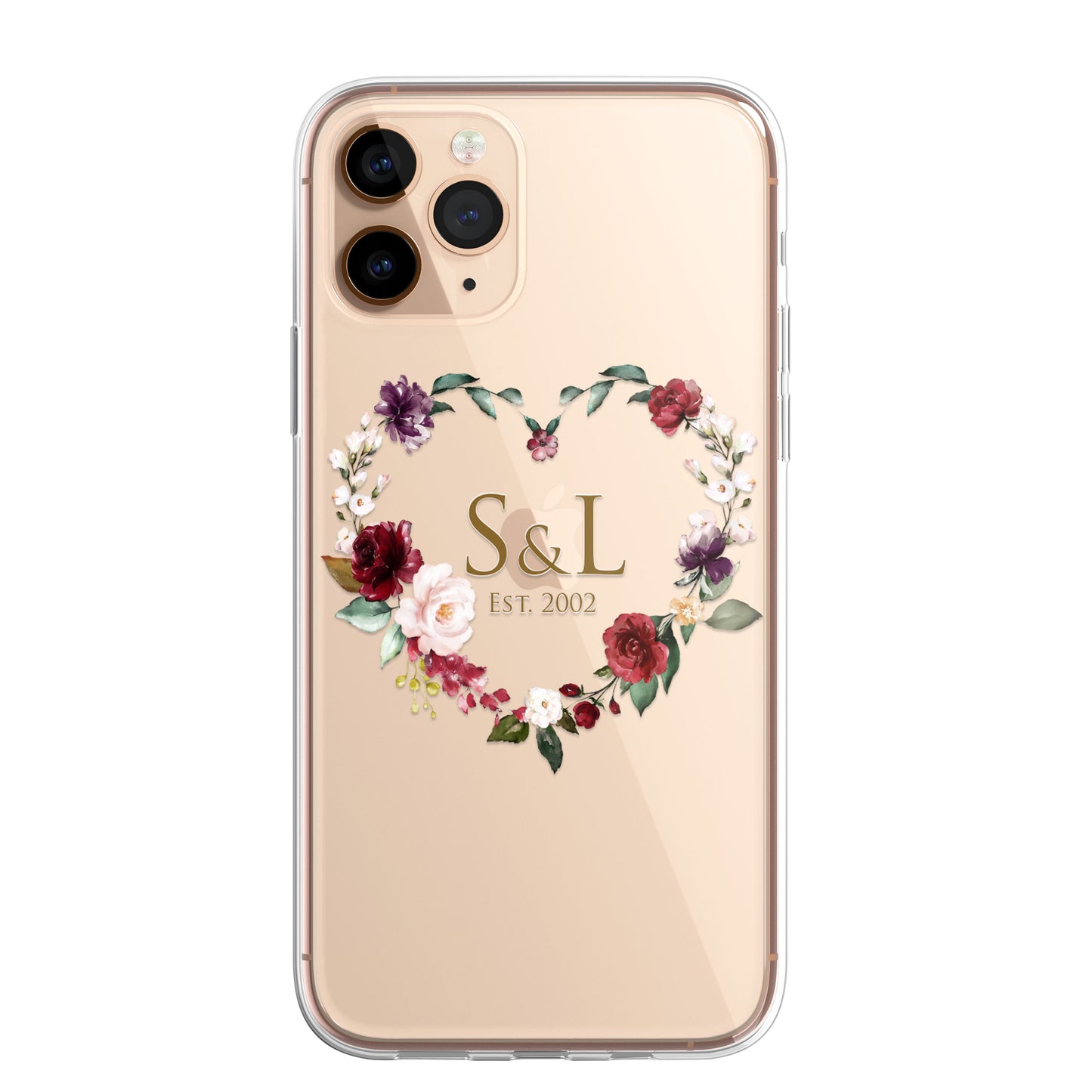 Personalised Floral CLEAR Phone Cover Case Custom For iPhone 13 Pro Max Mini +