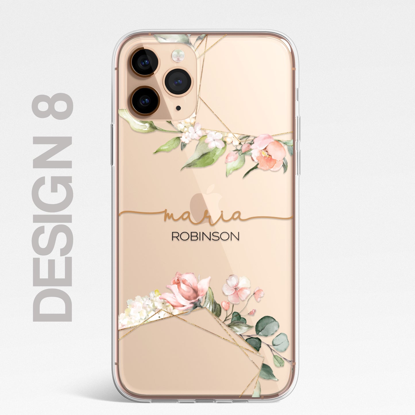 Personalised Floral CLEAR Phone Cover Case Custom For iPhone 12 Pro Max Mini +