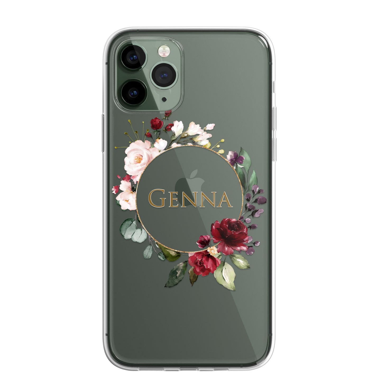 Personalised Floral CLEAR Phone Cover Case Custom For iPhone 12 Pro Max Mini +