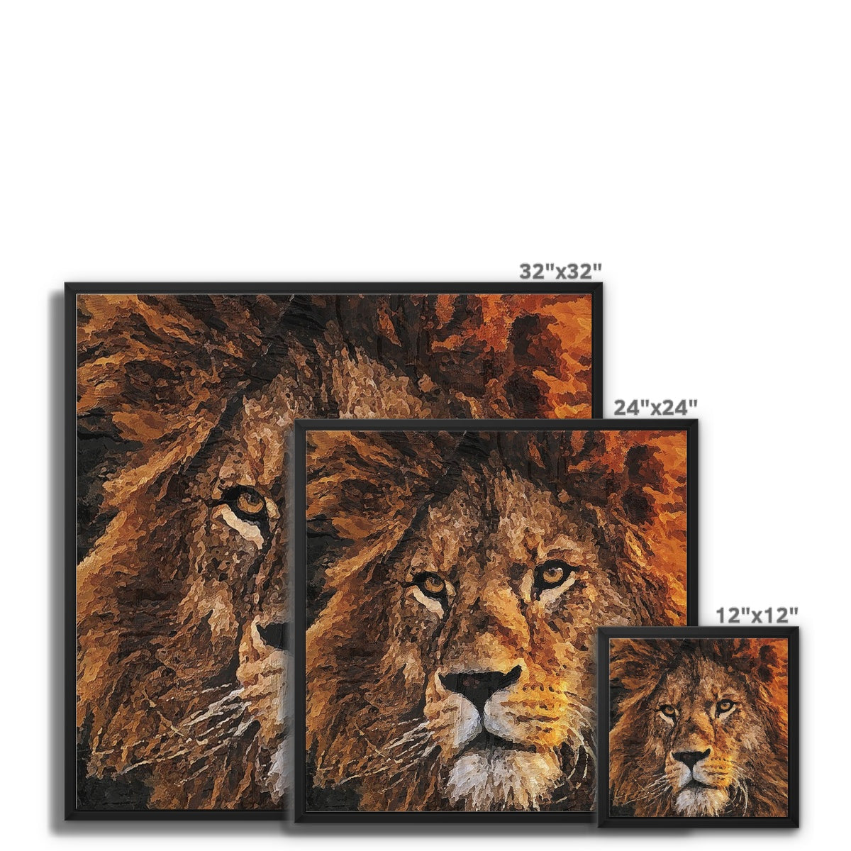 Lion Oil Palette Print Framed Canvas